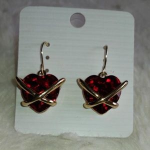 Red Heart Earrings With a Twist